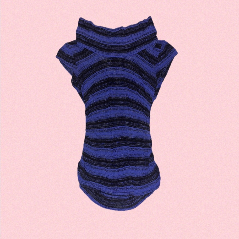Iz Byer Blue and Black Knit Top